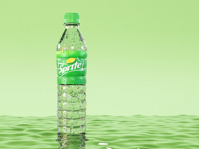 3D Sprite Bottles with Green Background and Water Effect