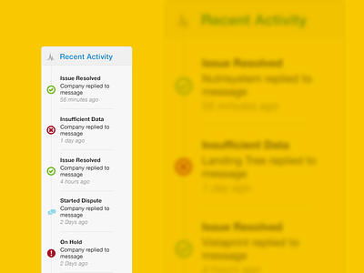 Recent activity timeline activity log product time line ui user