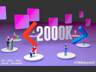 200ok Conference 200ok 2018 3d conf conference dev graphic purple render tulsa web