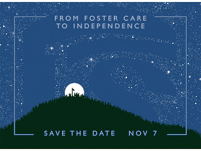 Save The Date Card - Final illustration layout mountains stars