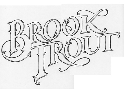 Drawing for Brook Trout Titling hand lettering