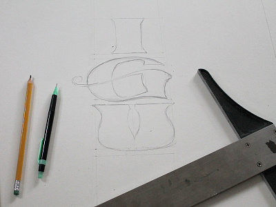 Beginning a poster hand lettering pencil sketch