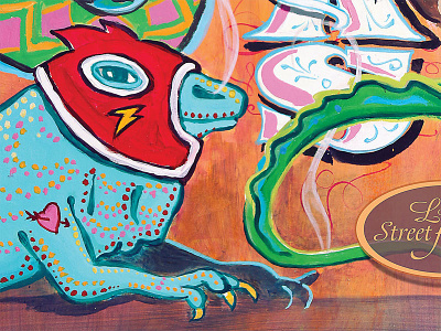 El Iguanador iguana paint poster smoking