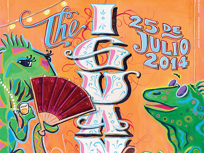 Iguanas poster, cropped hand lettering iguana paint poster