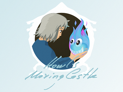 Howl's Moving Castle: Sophie & Calcifer anime coreldraw illustration redraw