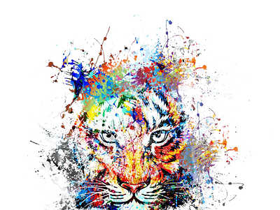 Tiger paint splash art animal graphic design illustration paint tiger designs vector