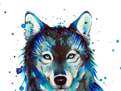 Wolf paint splash art design animal branding design illustration typography vector