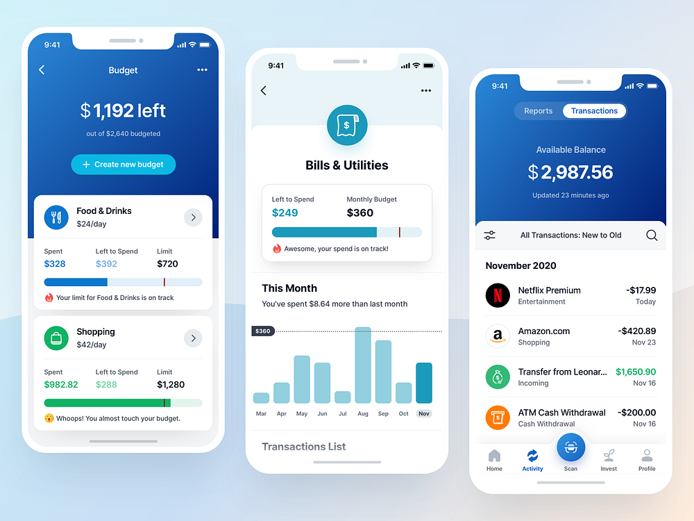 Transactions - Finance App UI Kit by Ahmad Fawaid on Dribbble