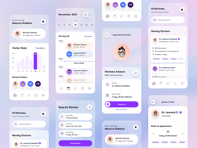 Medical App android booking app calendar chart chat clean dashboard finance find doctor hospital app icon illustration ios manage appointments manage patients medical app minimal mobile app design timeline ui design