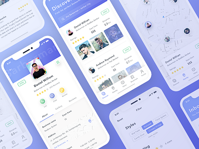 Barbara App Concept - Find The Perfect Barberman barber chat clean discover inbox ios minimal mobile app nearby profile ui design ux design