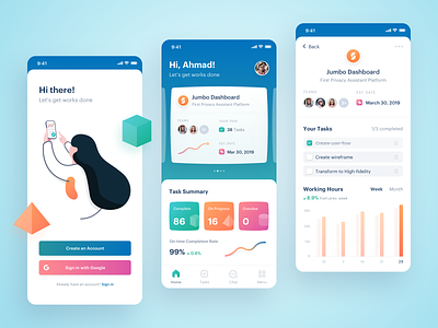 Project Management App android chart clean dashboard finance icon illustration ios management minimal mobile app onboarding platform project real estate splash screen task team tool ui design