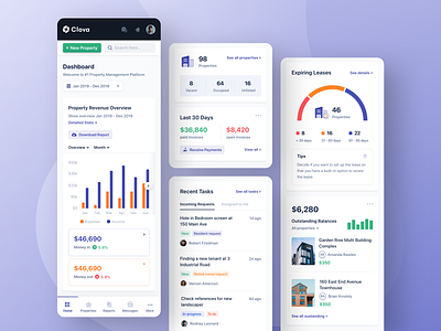 Property Management Dashboard - Responsive chart chat dashboard home house landing leasing listing managament properties property real estate rent task web web design