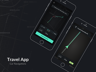 Travel App - Car Navigations app clean flat navigation simple travel ui ux