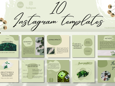 Green Global Instagram Templates blogger templates branding templates canva instagram templates canva templates creative design design graphic design green colors instagram posts social media posts social media templates