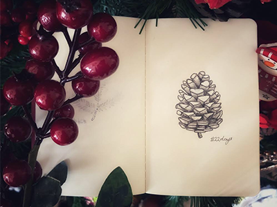 22 days 25daystillchristmas art besttimeoftheyear decoration doodle holidayseason instasketch joy noel pinecone sketch winter