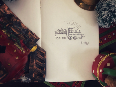 17 days 17daystillchristmas art besttimeoftheyear decoration doodle holidayseason joy noel sketch train winter