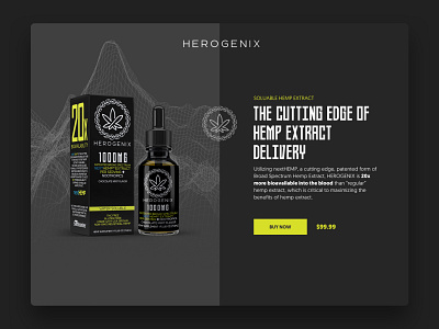 HeroGenix Landing Page black cbd green landing page layout oil web