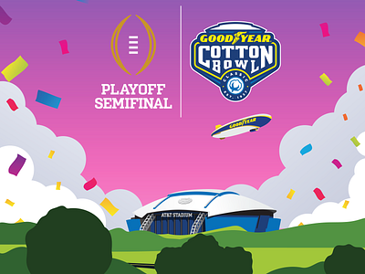 86th Goodyear Cotton Bowl Classic art direction att college football cotton bowl goodyear graphic design illustration semifinal stadium texas