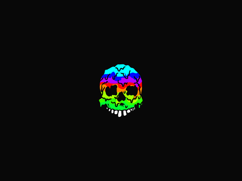 Skull Melt colorful cute drawing gif icon liquid melt pen rainbow skull slime soften