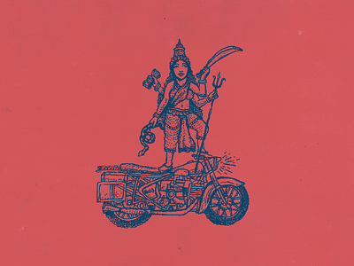 The Wild One deity drawing goddess illustration motorcycle pen shiva