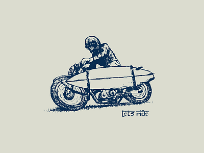 Lets Ride board dirty illustration motorcycle surf