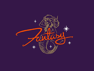 Fantasy fantasy illustration mermaid stars typography