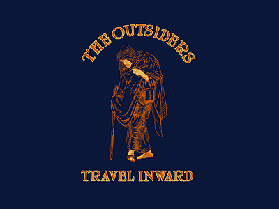 The Outsiders hand drawn illustration inward lettering man outsiders travel typography