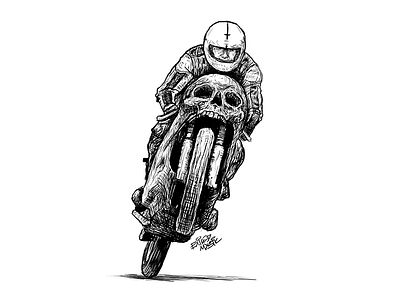 Get Up hand drawn illustration moto motorcycle rider sketch skull wacom