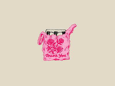 Romance in a bag 6 pack bag beer for sale illustration plastic rose thank you valentine