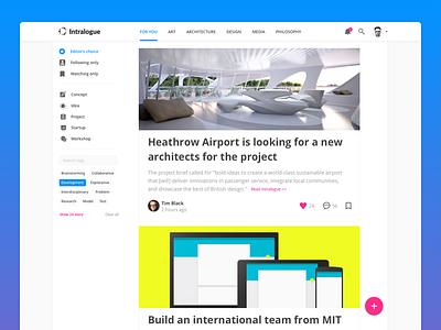 Intralogue — knowledge sharing rethought interaction design ixd material design ui ux ux research web