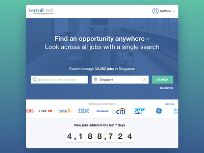 Recruit.net – job search portal desktop interaction design ui ux uxui web