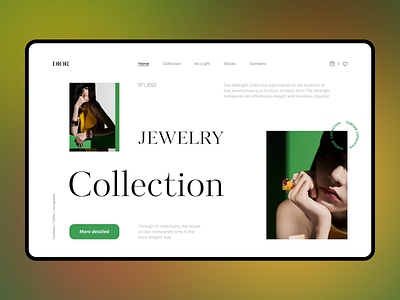 Концепт главного экрана ювелирного магазина design ui uiux веб главный экран сайт