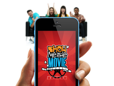 Show Me The Movie: EXTRA app cartoon charades film free iphone mockup movie popcorn ui ux