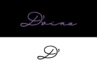 D'vina (Proposed) cursive d purple signature