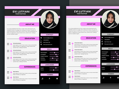 Beautiful Resume Design in Pink is perfect for Women