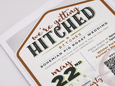 Wedding Invite fall pig roast typography wedding