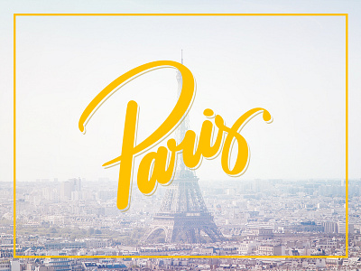 Paris travel typography yellow