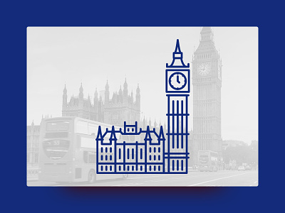 Big Ben, London architecture cute geometric icon illustration landmark line little