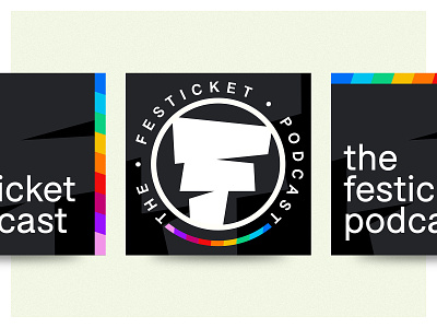 Festicket Podcast bolton digital festival app geometric icon podcast podcast cover podcast logo podcasting rainbow simple typography variant vector