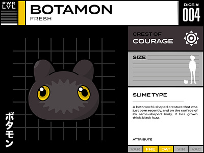 004 Botamon anime card cartoon cartoon character character design design digimon illustration infographic line art typography vector
