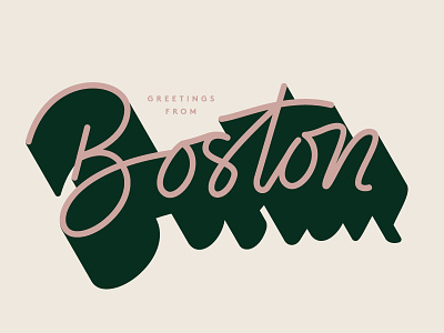 Boston lettering boston greetings lettering ma postcard typography