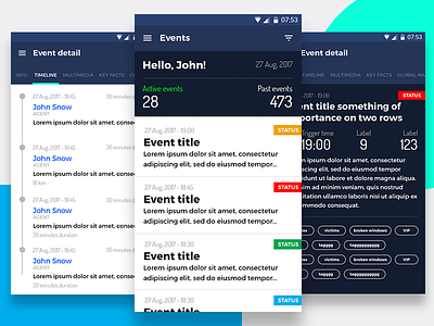 Events management concept events management mobile app ui user interface ux visual design