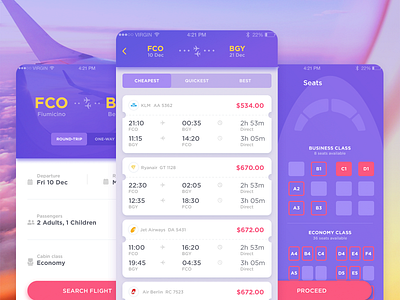 Flight tickets search app