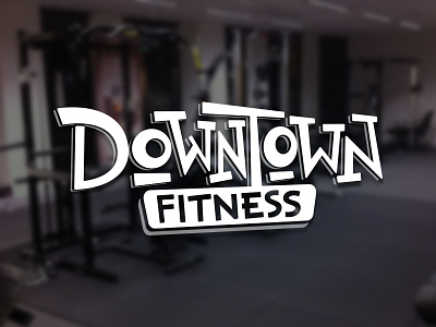 Downtown Fitness gym hand lettering logo vector