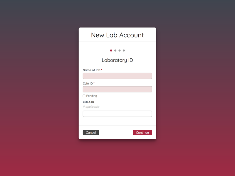 New Lab Sign-up Form