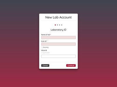 New Lab Sign-up Form form multi step sign up step