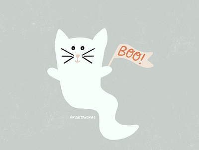 Boo! blue boo cat cat illustration cute illustration ghost halloween illustration orange white