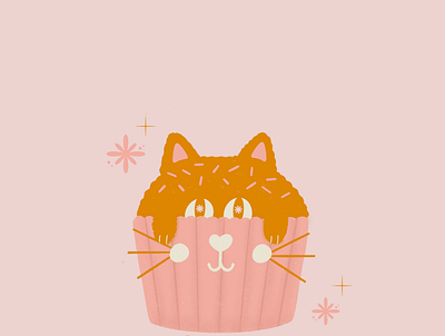 Cupcake Cat or Cat in a Cupcake? cat cat illustration cupcake cupcake illustration drawing happy cat illustration orange orange cat pink white