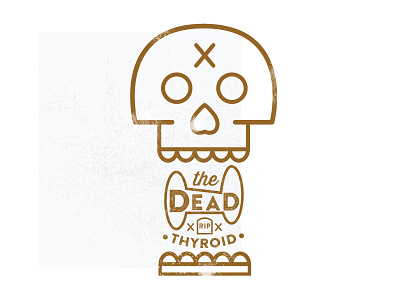 The Dead Thyroid - White Version gold illustration skull thyroid typography white