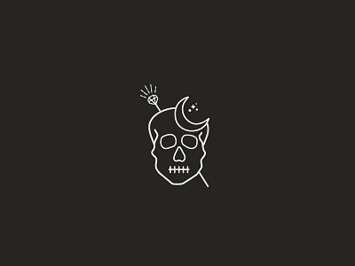 Skull black branding icon design illustration moon skull stars